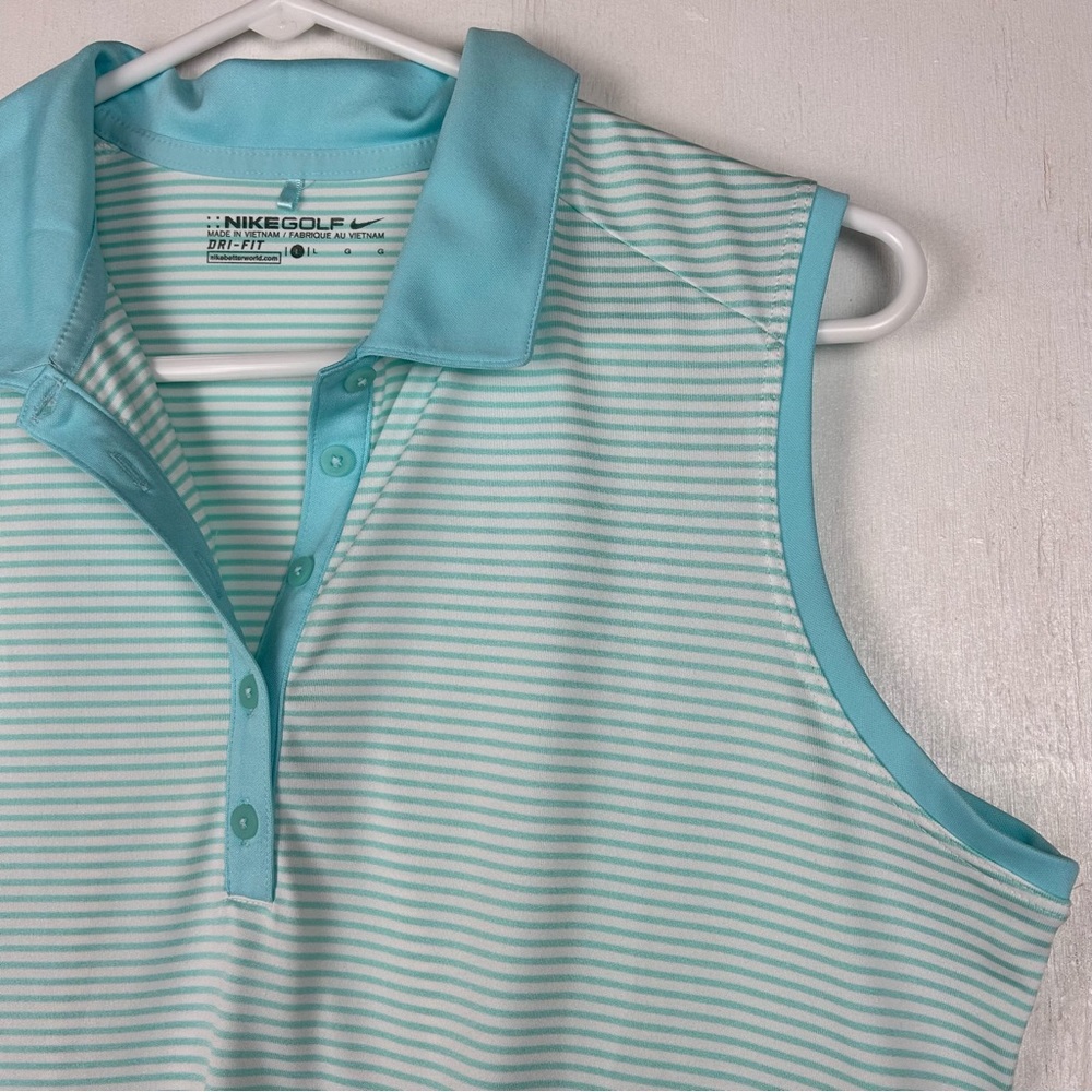 **SOLD**Nike | NIKEGOLF women’s sleeveless blue/green shirt top 1/4 button polo - Picture 6 of 16